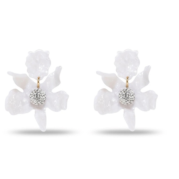 Lele Sadoughi MOTHER OF PEARL SMALL CRYSTAL LILY EARRINGS - Picture 3 of 13